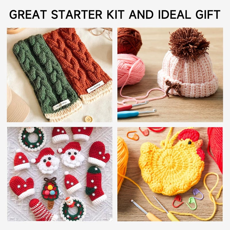 Inscraft Crochet Kit for Beginners Adults Kids - Great Knitting Starter Kit for Colorful Craft for Professionals, Make Amigurumi Projects Includes 24 Colors Yarn, Hooks, Instructions, a Durable Bag - Image 5